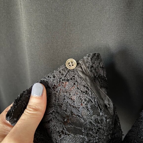 Diane von Furstenberg Lace Trimmed Black Shift Mini Dress Womens Size Medium LBD - Picture 15 of 16